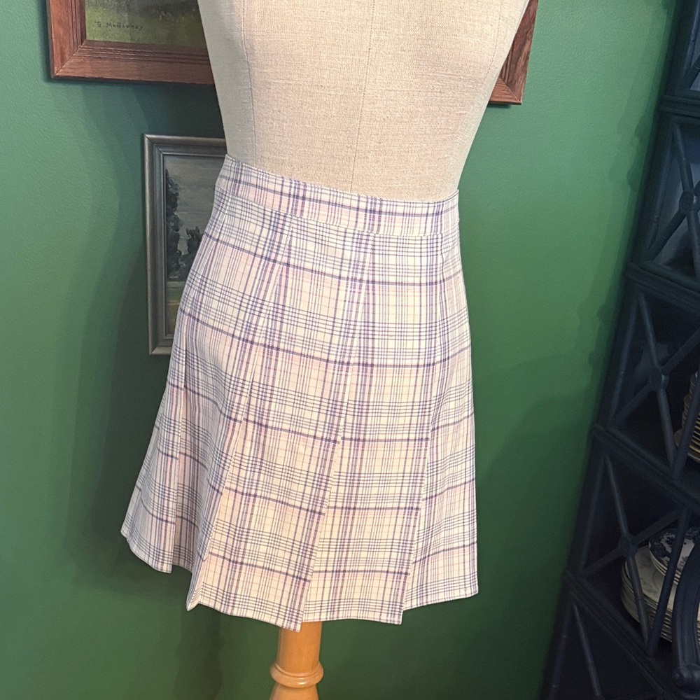 Nordstrom Plaid Mini Skirt - Lavender and White